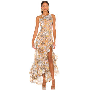 Bronx And Banco Sicilia Ruffle Dress Floral Women's Extra Small Leg Slit